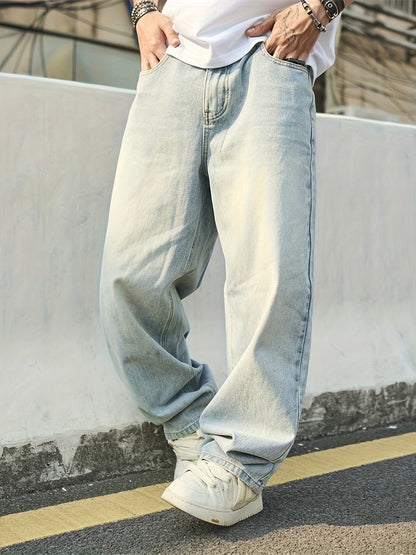 Men's Baggy Jeans - Classic Wash Clean Finish