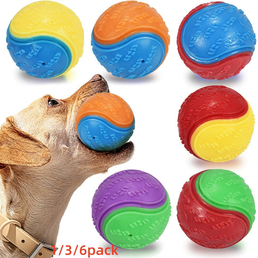 Squeaky Dog Balls High Bounce 2.5in Chew Teething Toy for Dogs - Durable Rubber Interactive Play & Training Ball Compatible with Ball Launcher, Pack of 1 3 6, Puppy to Large Dog, No Battery Needed