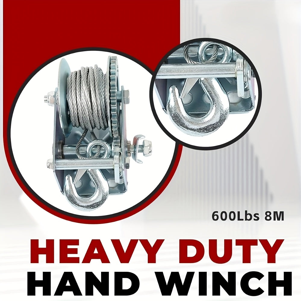 Hand Crank Winch 600-1600 Lbs Double Brake Safety Heavy Duty Steel Cable For Utility Boat Atv Trailers Farm Garage Pulling