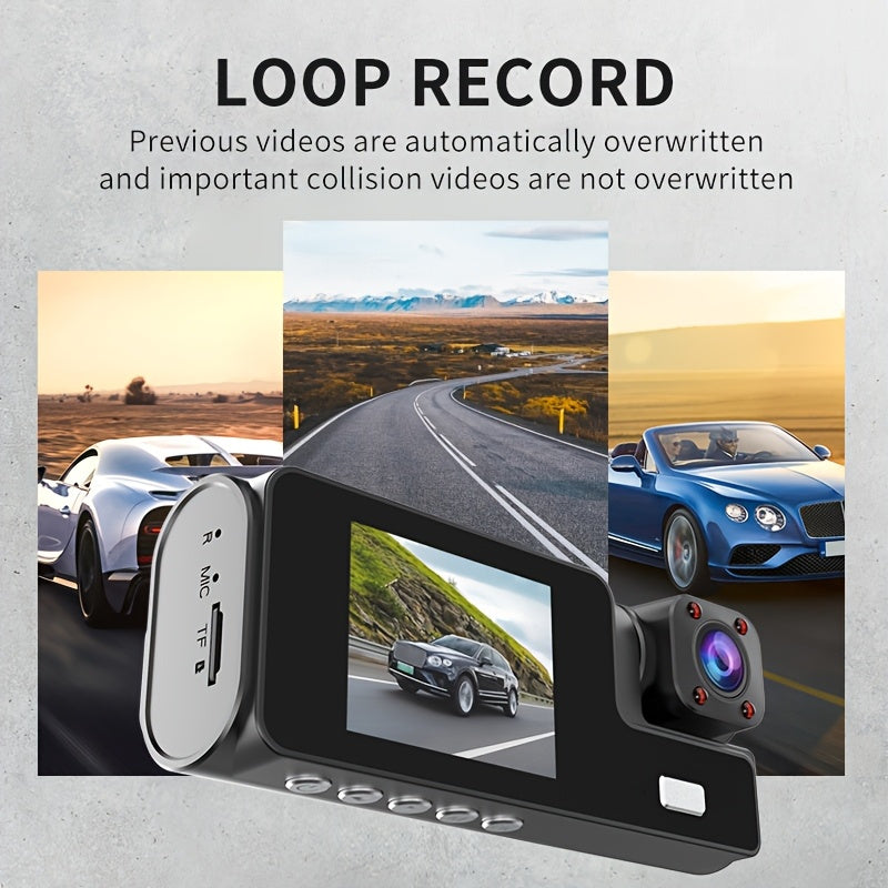 Front 4K And 4K Internal Plus 1080P Rear Free 32GB Memory Card, 3-Channel Driving Recorder, High-Definition Resolution, Ultra-Wide-Angle Reversing Vision, Real-Time Recording, with Airborne Black Box, High-Definition Night Vision, G Sensor