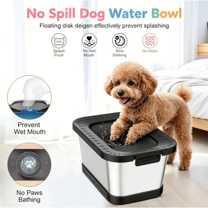 Stainless Steel Dog Water Bowl No Spill 7L XXL with Anti-Splash Mat - Spill-Proof Slow Feeder for Messy Drinkers, Heavy Duty Large Pet Bowl for Indoor & Outdoor Use, Multiple Colors