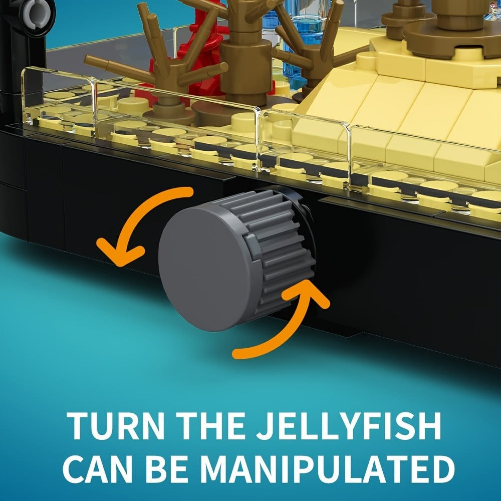 LED Aquarium Building Block Set – Fish Tank Marine Jellyfish Brick Model Kit with Glowing Light, Unique Home Office Decor Display Gift for Adults Teens Ocean Lovers Birthday Christmas (Model RB0049)