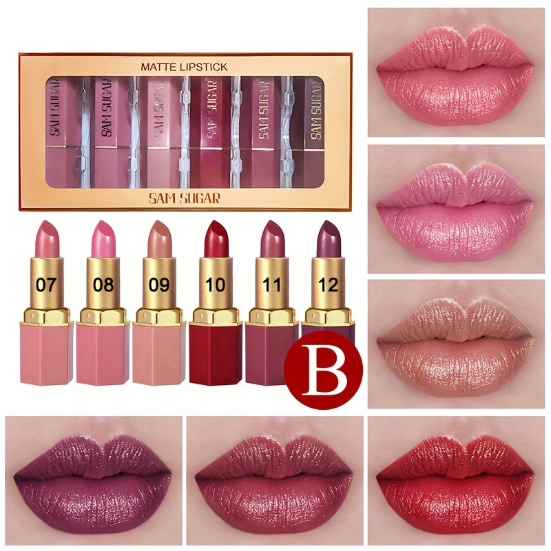 Lip Gloss Set 6pcs Velvet Finish Moisturizing Long-Lasting Hydrating Shiny Lip Color Collection — Vibrant Berry Mixed Shades for All Skin Tones Everyday Makeup Gift Set Women Girls