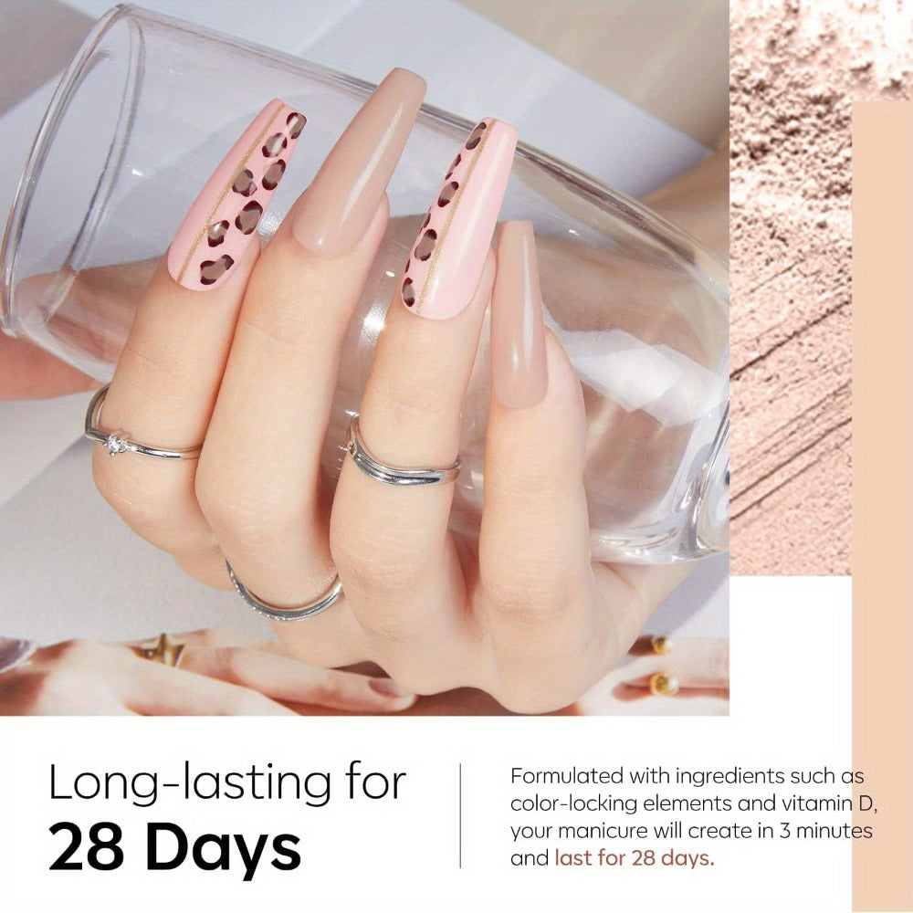 Dip Powder Nail Kit 11 Piece Complete Starter Set 4 Colors Nude Skin Tone Golden Glitter Acrylic Dipping Powder with Base Coat Top Coat & Activator - No Lamp French Nail Art Manicure Gift Set