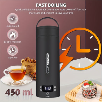 Travel Electric Kettle Mini Portable 304 Stainless Steel 4 Temperature Settings Auto Shut-Off Boil-Dry Protection BPA-Free Water Boiler for Tea Coffee White Black Pink