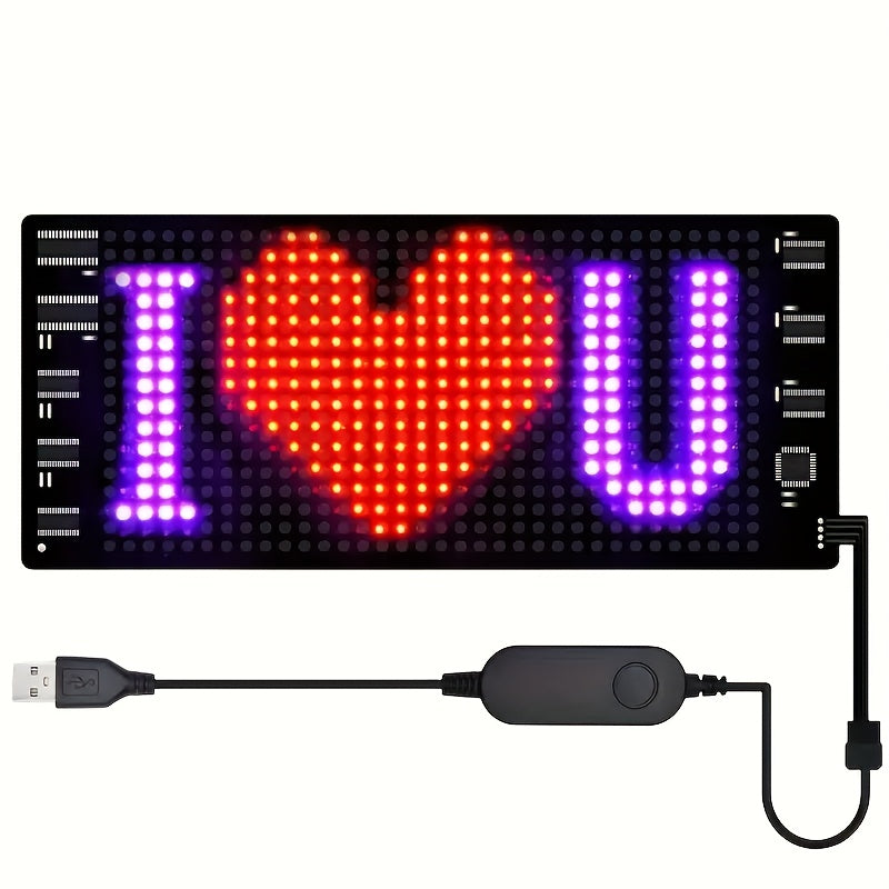 LED Fun Display Compatible for DIY Text/Pictures/Gifs - Devil's Eye Flexible Screen with 5V/36V LED Sign Cable, Car/vehicle Dashboard Display, ized Driving/Riding Companion, Valentine's Gift (DIY Content)