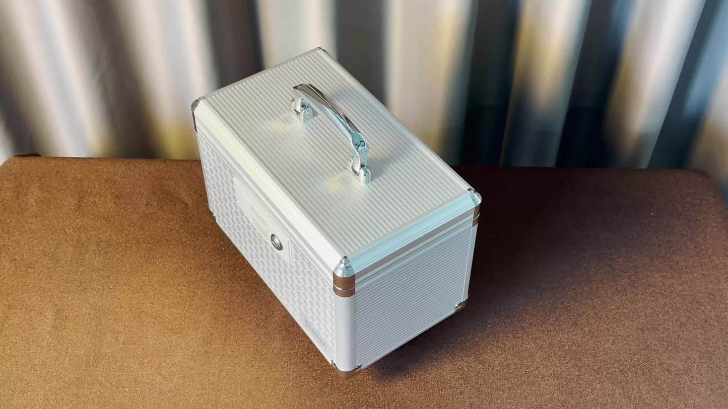 Locking Medicine Storage Box Aluminum Alloy with Key Lock & Handle – High-Capacity Family Medicine Organizer, First Aid Lockbox for Home, Travel & Office, Small & Medium