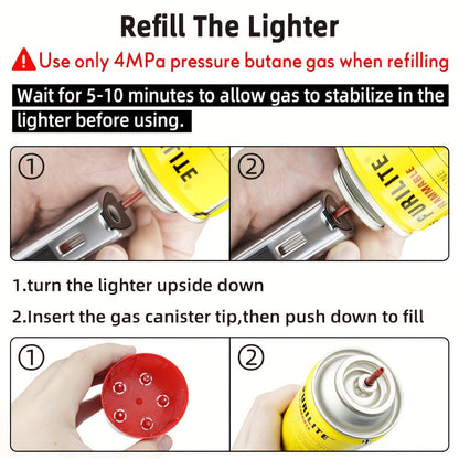 1300°F Torch Lighter 5pcs Blue Flame Windproof Refillable with Safety Lock - Jet Flame for Candles, Grill, BBQ & Camping | Gift Box Available | Butane Not Included
