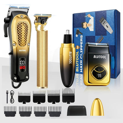 Men's Grooming Kit Hair Clipper & Electric Shaver USB Rechargeable Cordless LED Display – Precision Beard Trimmer Face Shaver Set for Hair Trimming Styling, Grooming Gift for Dad Husband Boyfriend