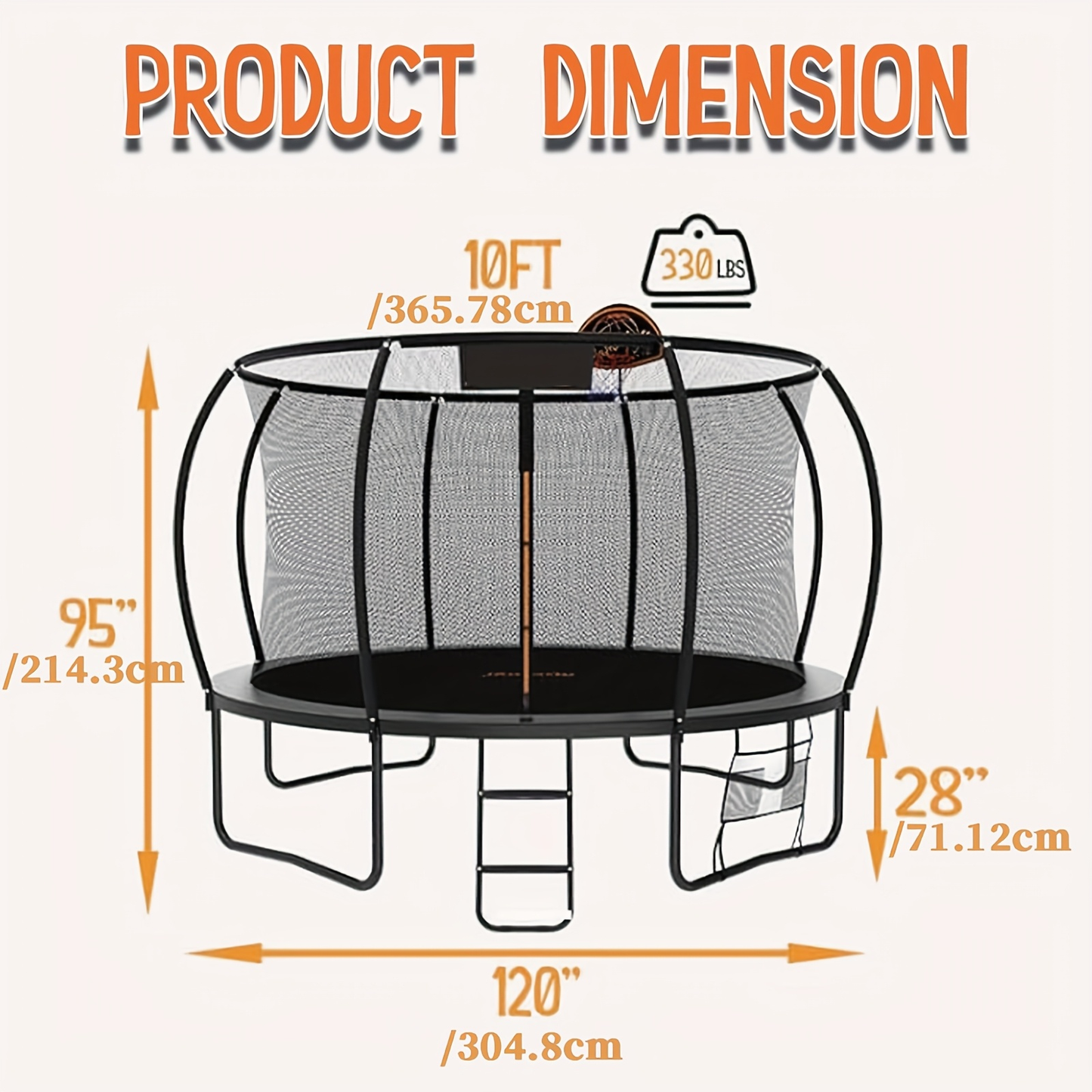 Outdoor Trampoline with Safety Enclosure Net Football Toss Game 8 10 12 14FT Round Backyard Trampoline for Kids Adults Indoor Outdoor Party Play