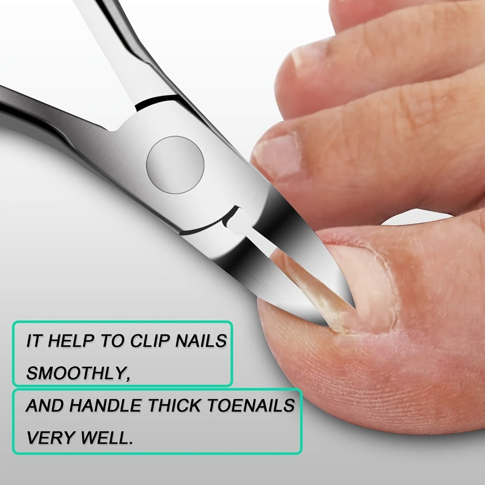 Toenail Clippers for Thick Nails & Ingrown Toenails 3 Pack Sharp Curved Blade Surgical Steel — Double Spring Ergonomic Podiatrist Nail Clipper for Men Women Seniors, Professional Pedicure Tool