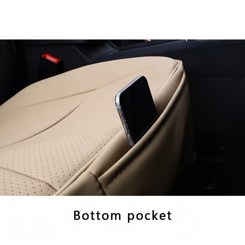 Premium PU Leather Car Seat Covers - Universal Fit, Full Surround Front Seat Cushion Protector, Breathable & Machine Washable, Durable, Padded, And Easy to Install, Available In Beige/Black/Gray