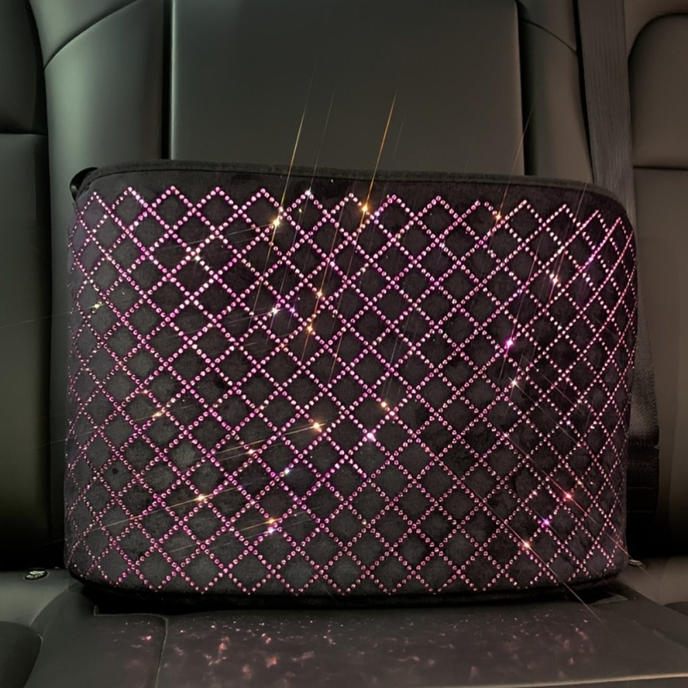 Rhinestone Car Seat Back Organizer & Purse Holder – Bling Crystal Handbag Hanger for Women, Pet Barrier for Dogs & Kids, Universal SUV Truck Car Accessories Gift for Girls