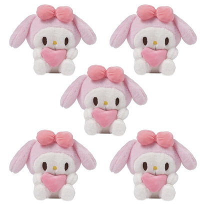 Kawaii Plush Set 5pcs Holding Hearts – Hello Kitty Kuromi My Melody Jade Gui Dog Sanrio Stuffed Animals, Room Decor Birthday Christmas Valentine Holiday Gift for Girls Teens Fans