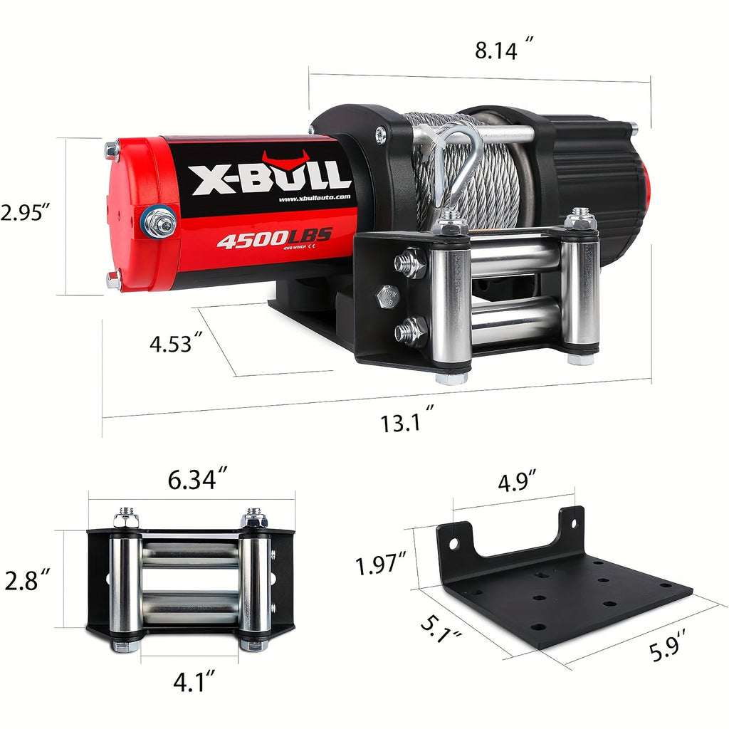 X-BULL 4500/3000/2500Lbs Electric Winch 12V Steel Wire for ATV UTV Boat Truck 4WD