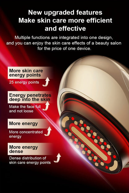 EMS Face Massager – 3-in-1 LED Light Therapy, Warm Heat & EMS Skin Tightening, USB Rechargeable Portable Facial Beauty Device for Anti-Aging, Collagen Boost & Glowing Skin, Home Spa Gift for Women