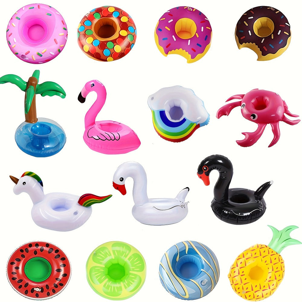 Floating Pool Drink Holders 15 Pack – Flamingo Inflatable Cup Coasters for Beer Cans, Water Bottles & Beverages | Pool Party Accessories for Swimming Pool Hot Tub Lake Beach, Color Mixture
