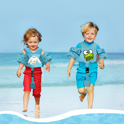 Kids Swim Vest Toddler Swimming Floatie Jacket with Adjustable Straps – Sanrio Keroppi Design, Nylon Material, Arm Floaties for Boys & Girls 20–66 lbs (Ages 2–9), Pool & Beach Learn-to-Swim Aid
