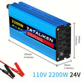 TATALIKEN 2200Watt Pure Sine Wave Inverter, 12V/24V DC to 110V AC | 2 AC Output Outlets, Suitable for RVs, Trucks, Off-grid Systems, Homes And Vehicles, Truck Power Supplies, Electronic Accessories, Batteries Not Included.