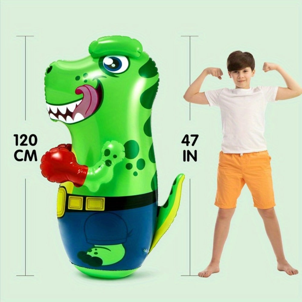 Inflatable Dinosaur Punching Bag for Kids 47 Inch – T-Rex Blow Up Bouncing Back Bopper, Water Base Bop Bag for Indoor Outdoor Active Play | Best Birthday Christmas Gift for Boys