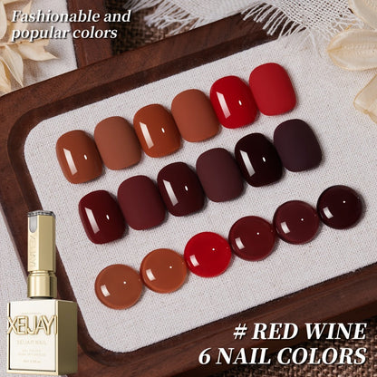 Jelly Gel Nail Polish Set 6 Colors — Nude Pink Translucent Soak Off LED UV Curable Semi-Permanent Gel Polish Kit | Photo Frame Bottle | Long Lasting Glossy Finish | Home Salon DIY Manicure Gift for Women