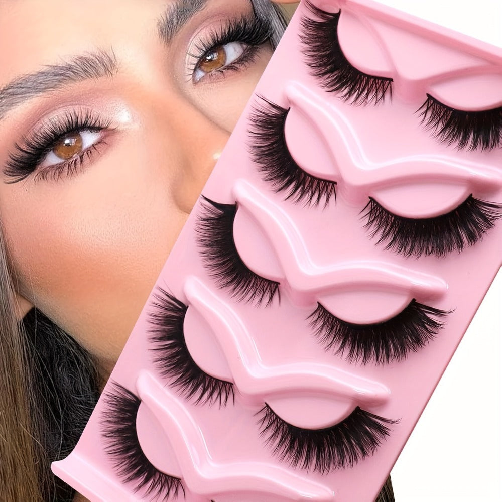 180 Pairs False Eyelashes Bulk Value Pack — Long Thick Cat Eye Strip Lashes, 6 Packs of 30 Pairs Flexible Clear Band Reusable Wispy Lashes for Glamorous Eye Makeup, Holiday Gift & Everyday Wear