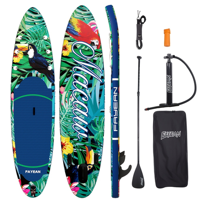 All-Around SUP Board 10.6ft Extra Wide Inflatable Paddle Board 400lbs Capacity with Accessories Safety Leash for Yoga Fishing Surfing All Skill Levels Family