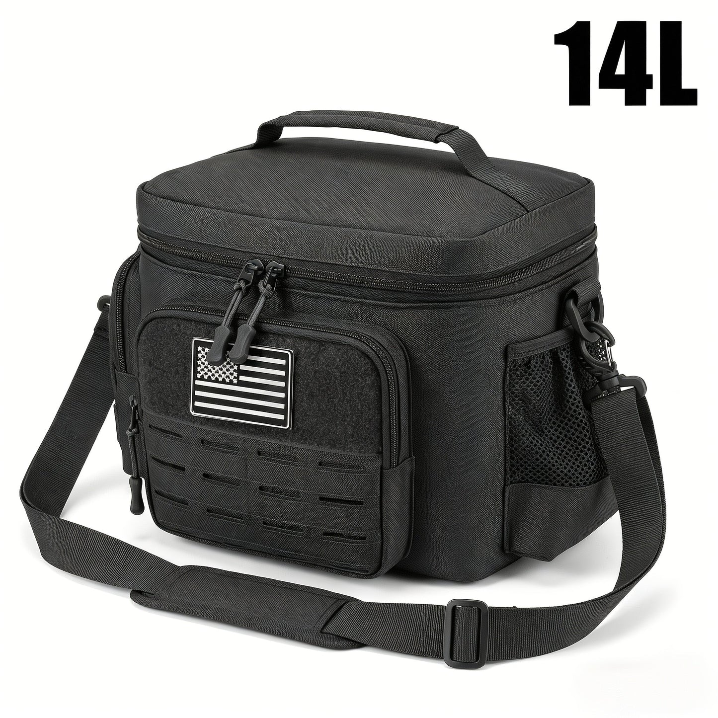 Tactical Insulated Cooler Lunch Box with MOLLE Webbing – Expandable & Leakproof, 3.7 Gal or 18L, for Hunting, Camping, Work & Outdoor Picnics – Black, Green or Khaki