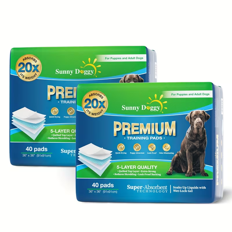 Disposable Dog Pee Pads for Puppy Training - Super Absorbent Leak-Proof Potty Pads with Odor Control, Housebreaking Training Pads for Dogs, 80/100/240 Count, 22"x22" 30"x36" 36"x36"