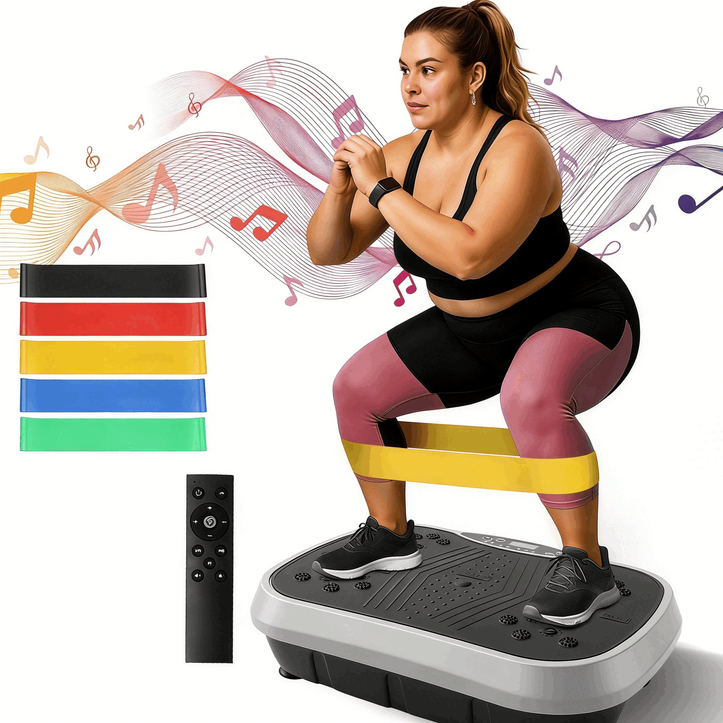 Vibration Plate Exercise Machine 120 Speed Levels – 5 Resistance Bands, LCD Display, Remote Control, 3 Workout Programs – Full Body Shaker for Weight Loss & Fat Burning, Women & Men
