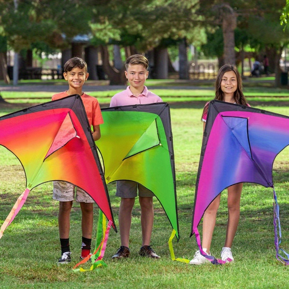 Large Delta Kite 3 Pack for Kids & Adults – Gradient Easy-to-Fly Kites with 58-Inch Wingspan & 262.5 Ft String, Stable in Light Wind | Best Outdoor Beach Park Gift for Boys and Girls