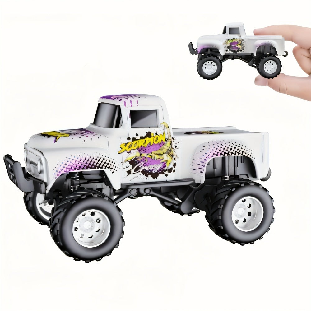 1:64 Scale Die-Cast RC Monster Truck 2.4GHz High-Speed Off-Road Vehicle with LED Headlights, Multiple Control Modes & Adjustable Speed – Toy Gift for Boys & Girls (5 Colors)