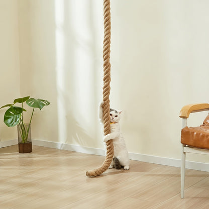 Wall-Mounted Cat Scratching Post with Climbing Rope Jute Rope Jump Platform Resting Perch Large Ladder Cat Tree Activity Center Space-Saving 1.5M 60in