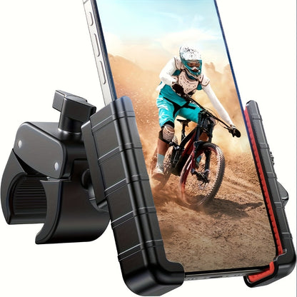 Motorcycle Phone Mount Handlebar Quick Lock – Universal Bike Phone Holder for 4"-7" Phones, No-Block Camera Design, Non-Slip Secure Clamp for iPhone, Samsung & All Smartphones, Black/Red