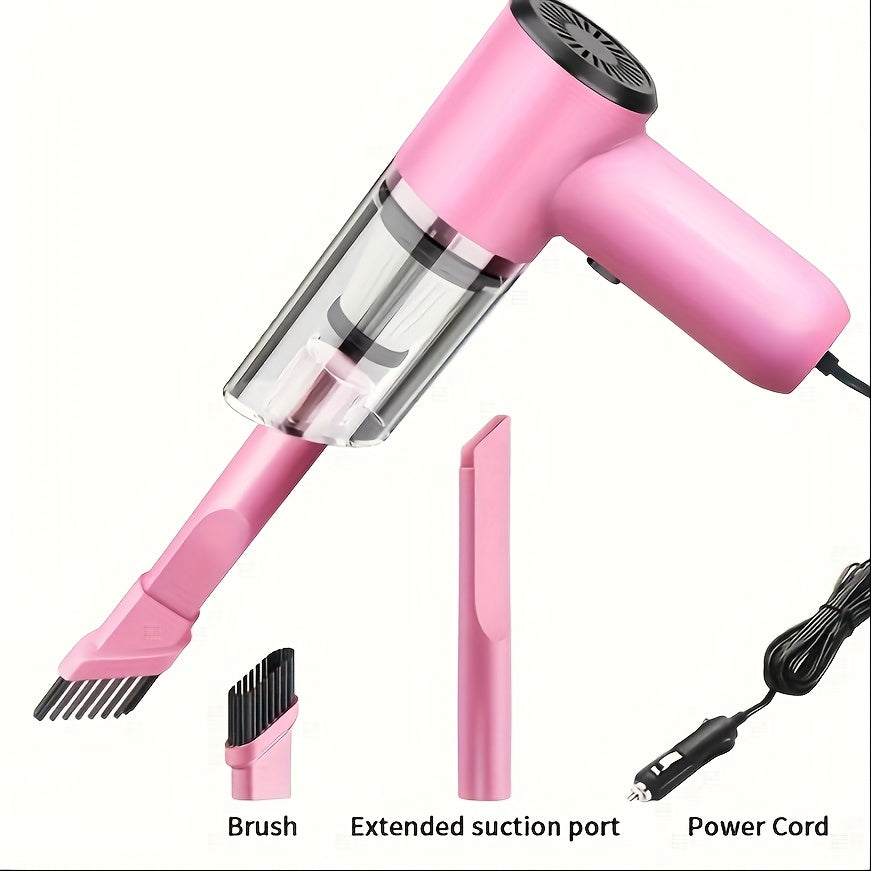 12V Compact Handheld Car Vacuum - Powerful, Wired for Easy Dust & Pet Hair Removal - Includes Accessories Kit - Silent Operation