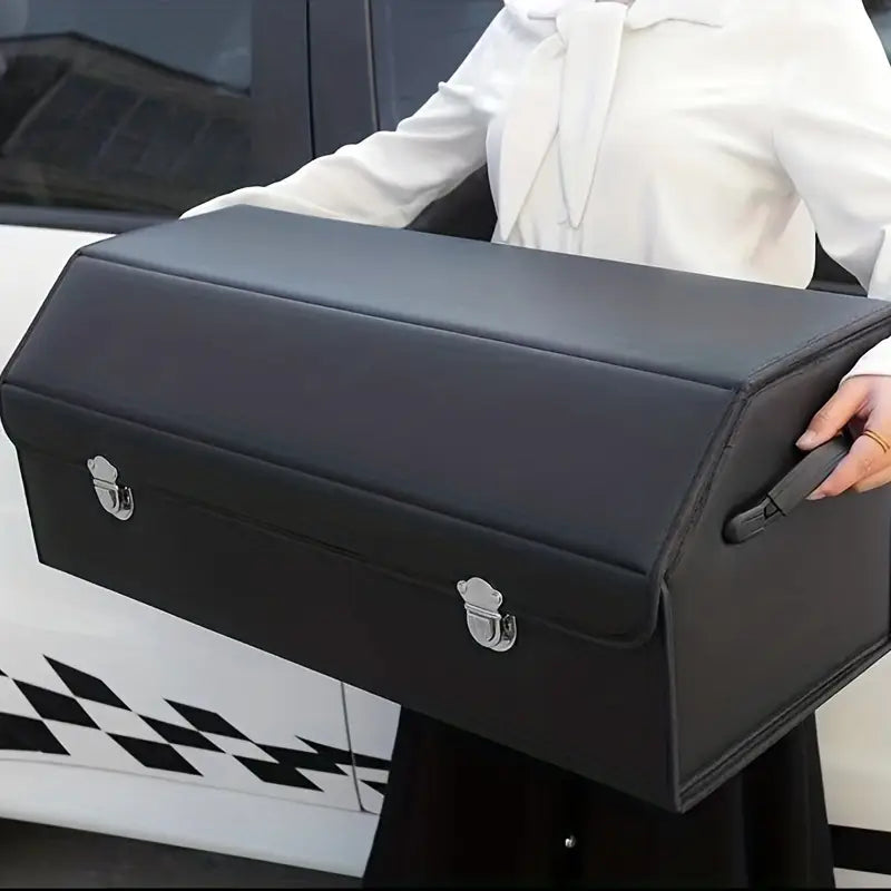 1pc Car Trunk Organizer with Lid, Collapsible Car Trunk Storage Organizer, Multi-Compartment Car Organizer for Auto, SUV, Truck, Minivan