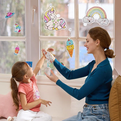 Diamond Gem Painting Kit for Girls Ages 6+ 16 Projects – 5D Gem Art Set with 2800+ Gems Unicorn Suncatchers Keychains Necklaces Stickers, All-in-One Arts Crafts Birthday Christmas Gift