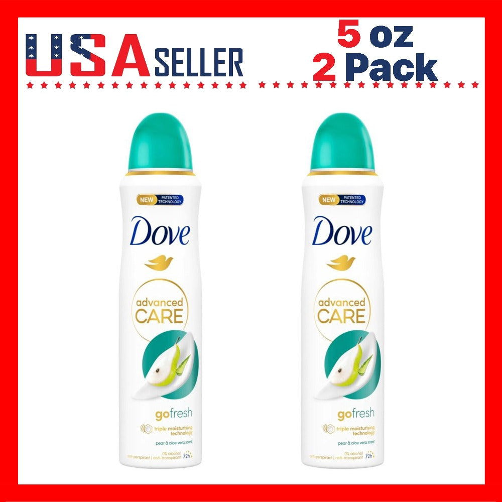 Deodorant Spray for Women 2 Pack – Dove Go Fresh Pear & Aloe Vera 150ml, 48H Fresh Protection, 0% Alcohol, Moisturizing Care, No White Marks, Quick-Dry Aerosol, Long-Lasting Fruity Scent, Daily Use Gym Travel