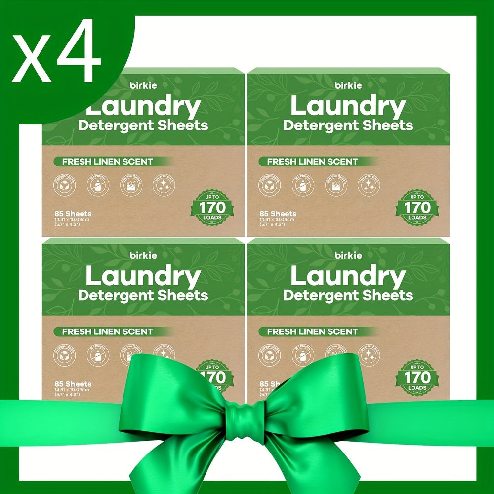 Laundry Detergent Sheets 85 Sheets 170 Loads – Liquid-Free Eco Laundry Strips, No Plastic Jug, Fresh Linen Scent, HE & Standard Washer Compatible