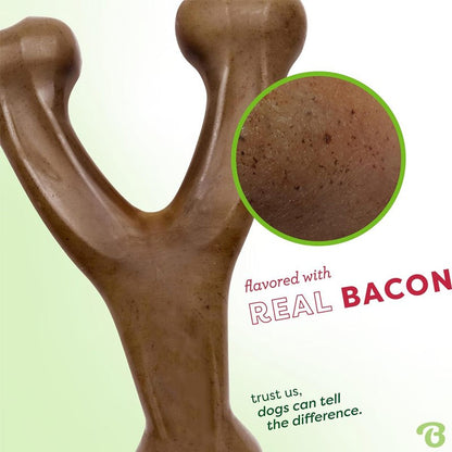 Dog Chew Toy Bacon Flavor Teeth Cleaning Bone - Durable Interactive Chew Stick for Aggressive Chewers, Dental Cleaning Toy for Dogs & Cats, Long-Lasting Flavored Pet Chew Bone