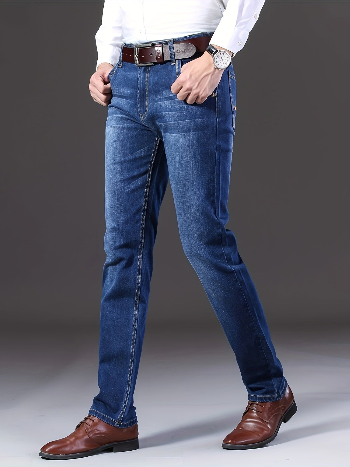 Men's Straight Leg Jeans - Black Denim Clean Finish Modern