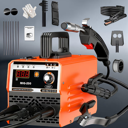 MIG Welder 3-in-1 Welding Machine 110V 105A Gasless MIG Stick ARC Portable Welder Kit with Rubber Case – Complete Starter Set with Welding Wire Rods Mask Gloves for Beginners Home Industrial Repair