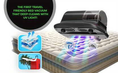 Cordless Mattress Vacuum Cleaner with Ultrasonic Heating & HEPA Filtration – Portable Bed Vacuum for Dust Mites, Pet Hair, Sofas, Upholstery & Carpets