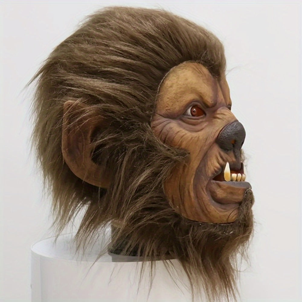 Hairy Beast Latex Masquerade Mask for Men – Natural Latex Full Face Halloween Costume Mask for Themed Party Cosplay Masquerade Ball Scary Dress Up, Cool Dashing Design Hand Washable