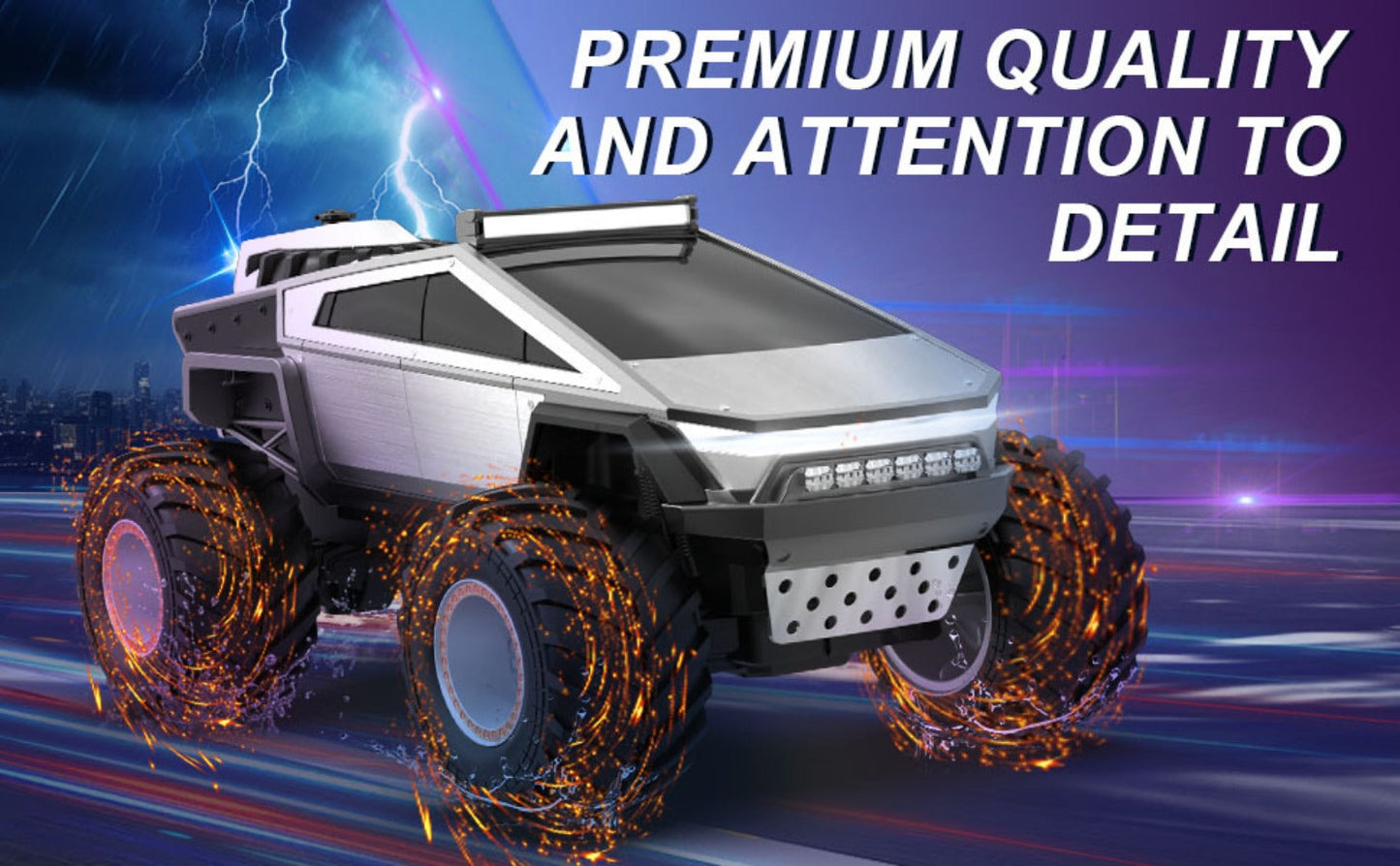 RC Monster Truck Toy 1:14 & 1:18 Scale 2.4GHz 4WD All-Terrain Off-Road Vehicle with LED Lights, Water Spray Effect, Realistic Engine Sound, Metal Body, Big Wheels – Kids Gift