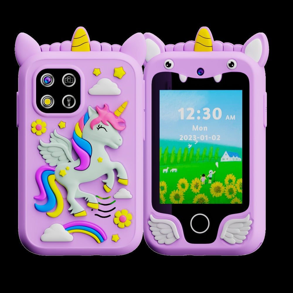 Dinosaur Explorer Phone Toy for Kids with HD Touchscreen & Dual Camera – Educational Smart Phone Toy 8GB for Boys & Girls, Travel Toy in Pink Purple Green, Birthday Christmas Gift