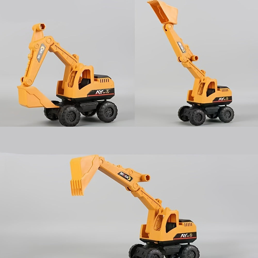 Construction Vehicle Toy Set for Kids – 4PCS Large Shatterproof Excavator, Mixer, Dump Truck & Bulldozer Engineering Cars, Push & Pull-Back Toy Trucks for Toddlers Ages 2+, Birthday Gift for Boys