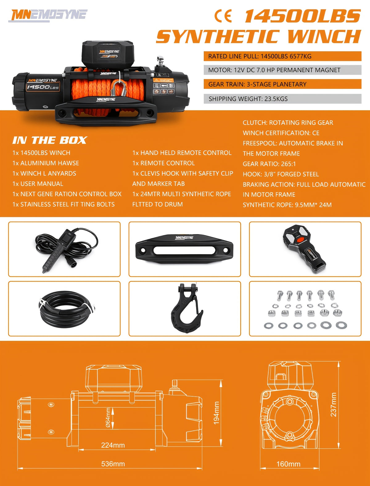 14500lb/13000lb/4500lb/3000lb Electric Winch 12V Winch Steel Cable Synthetic Rope 4WD/4X4 Offroad Towing Trucks Trailers SUVs Offroad Recovery Robust Construction For SUV Trailer Boat Winch ATV UTV ATV Winch Kit