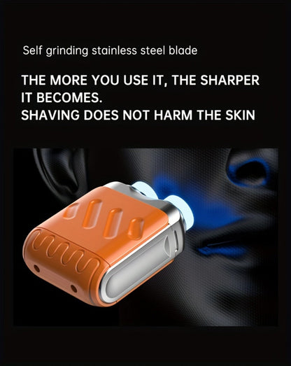 Electric Shaver for Men Magnetic Dual Blade Heads 2-Speed USB Rechargeable Mini Portable Razor Compact Travel Grooming Tool Multiple Colors Waterproof Version Available Orange Black Purple Blue White Grey