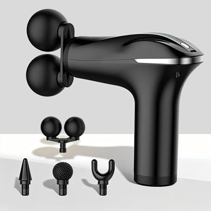 Handheld Massage Gun with Dual Heads – 3 Interchangeable Attachments for Full Body Relief | Powerful Rechargeable Fascia Gun for Back, Arms & Sports Recovery | Ideal for Running & Fitness